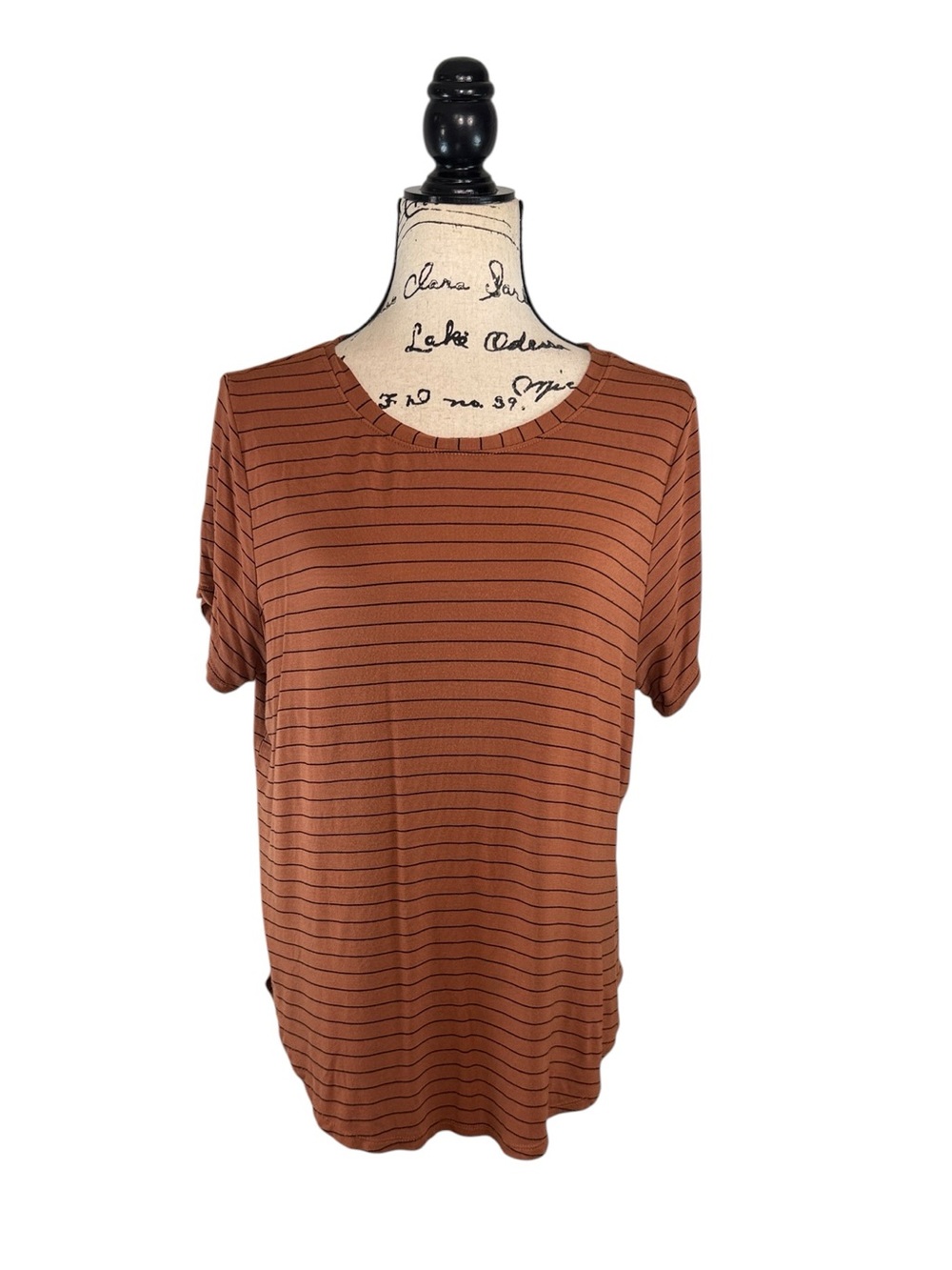 Halogen Casual Striped Rust Short Sleeve Women’s Top size Large